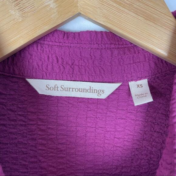 Soft Surroundings | Pink Fuchsia Button Down Shirt Rayon - Picture 7 of 9